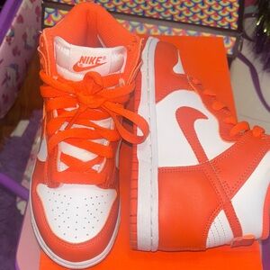 Nike Kids' Vibrant Orange and White Sneakers